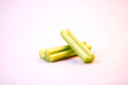 fresh celery on white backgroundの写真素材