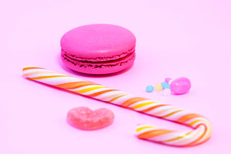A lot of colorful candy  on colourful background, Valentines Day backgroundの写真素材