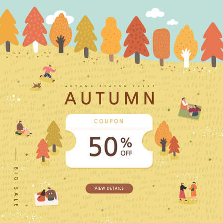 autumn shopping event illustration. Banner.のイラスト素材