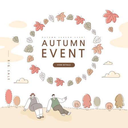 autumn shopping event illustration. Banner.のイラスト素材