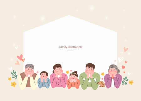 A group of happy family illustrationのイラスト素材
