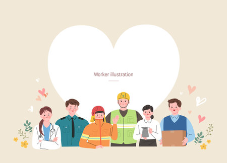 A group of workers illustrationのイラスト素材