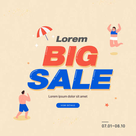 summer shopping event illustration. Banner. typographyのイラスト素材