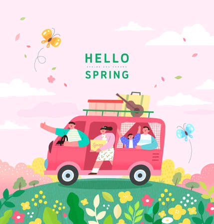 Spring template with beautiful flower. Vector illustrationのイラスト素材