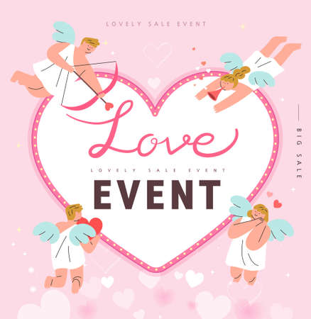 Happy Valentine's Day Sale background, banner, poster or flyer design.のイラスト素材