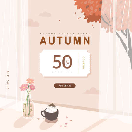 autumn shopping event illustration. Banner.のイラスト素材