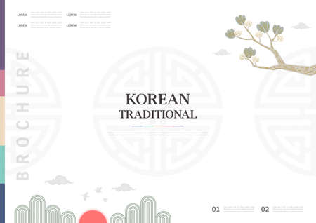 Template with Korean tradition pattern background. Brochureのイラスト素材