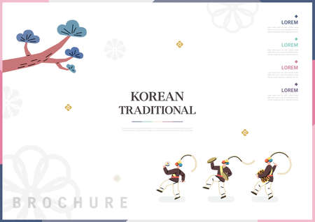 Template with Korean tradition pattern background. Brochureのイラスト素材