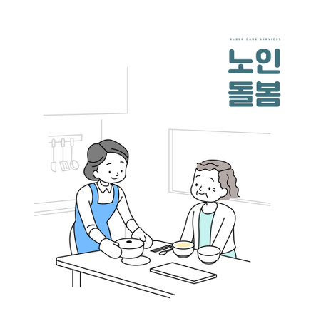 a caregiver is taking care of the elderlyのイラスト素材