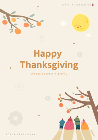 Korean Thanksgiving Day shopping event pop-up Illustration.のイラスト素材