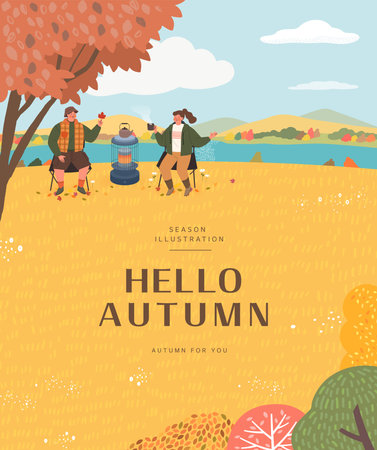 autumn sentimental frame illustration. Web-Bannerのイラスト素材