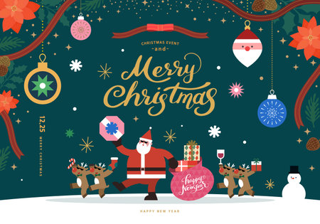 Christmas illustration. Web Banner. POP-UPのイラスト素材