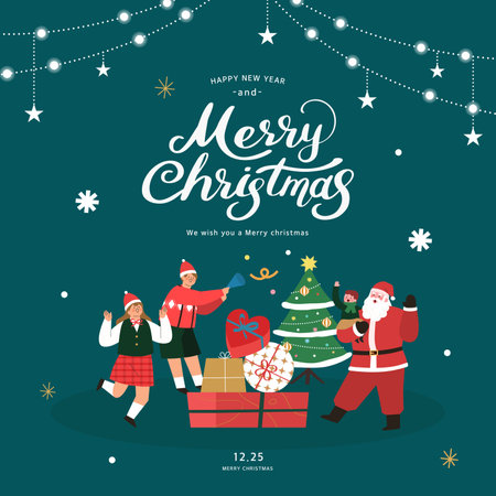 Christmas shopping illustration. Web Banner. POP-UPのイラスト素材