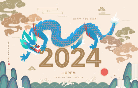 Korea tradition Lunar New Year illustration.のイラスト素材