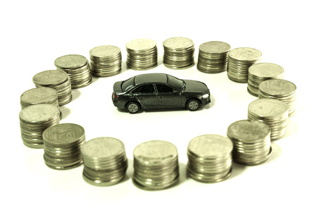 money and car that show how economic work の写真素材