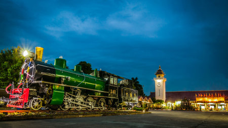 locomotive and train station のeditorial素材