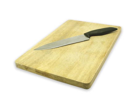 With a butcher knife on a white background.の写真素材