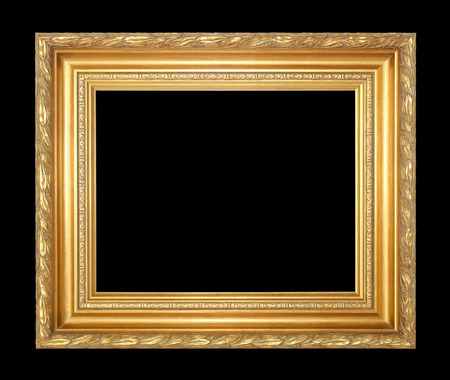 The antique gold frame on the black  backgroundの写真素材