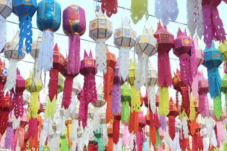 Beautiful paper lanterns in northern Thailand.の写真素材