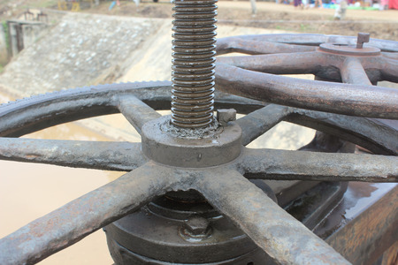 Close up of water gate gear.の写真素材