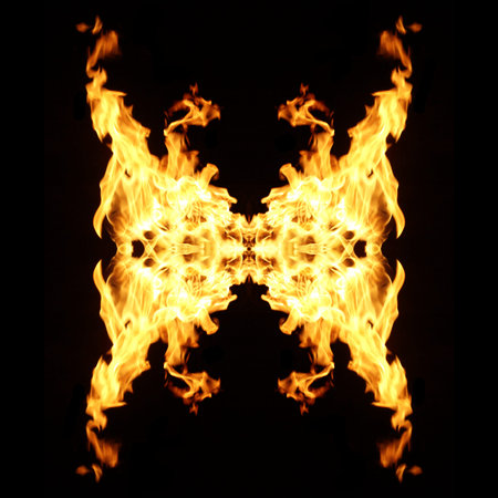 Fire flames collection isolated on black background