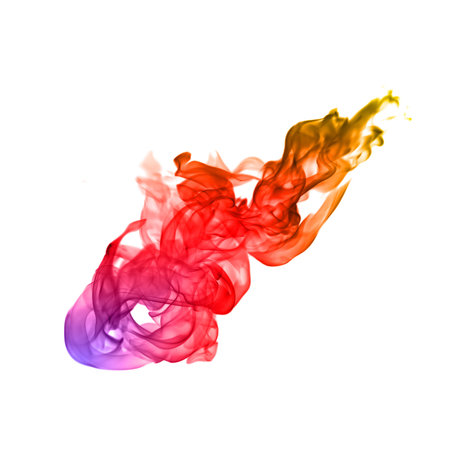 abstract colorful Fire flames on white backgroundの写真素材