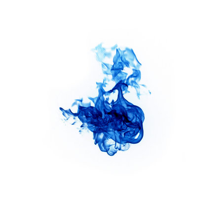 Blue flames isolated on white backgroundの写真素材