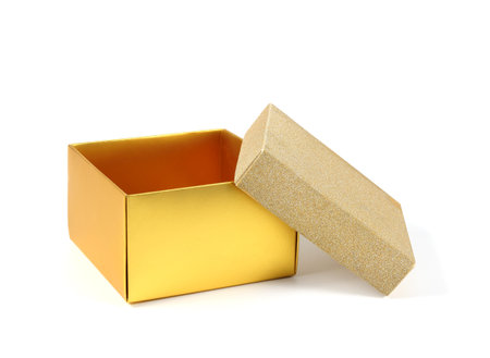 Gold Gift Box on white background