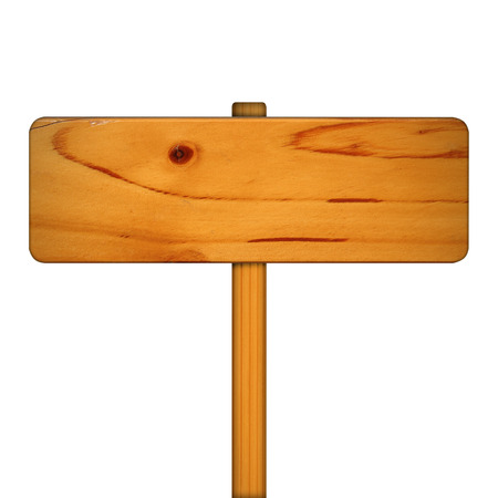 wooden sign on white background with clipping pathの写真素材