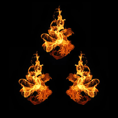 Fire flames collection isolated on black background