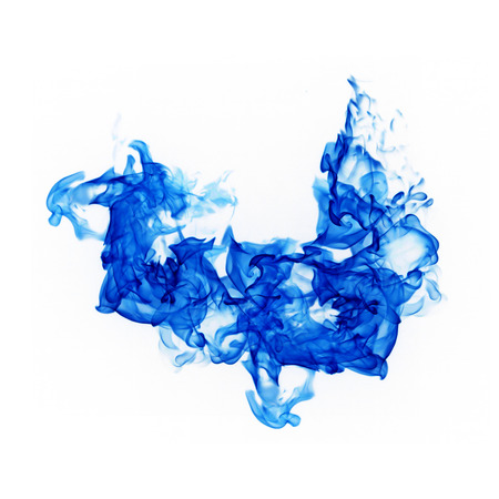 blue flames isolated on white backgroundの写真素材