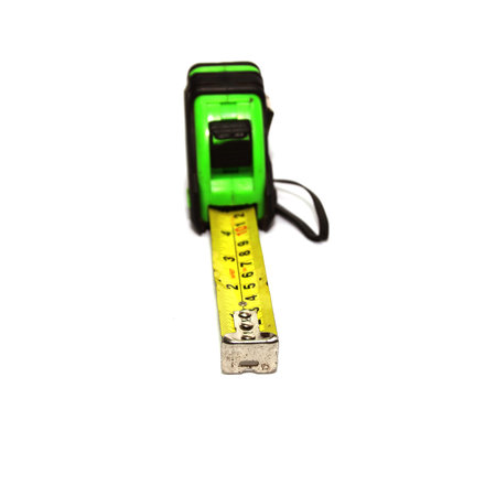 Old measuring tape on white background