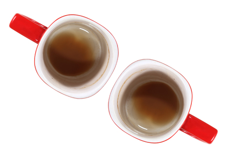 Empty red coffee cup isolated on white backgroundの写真素材