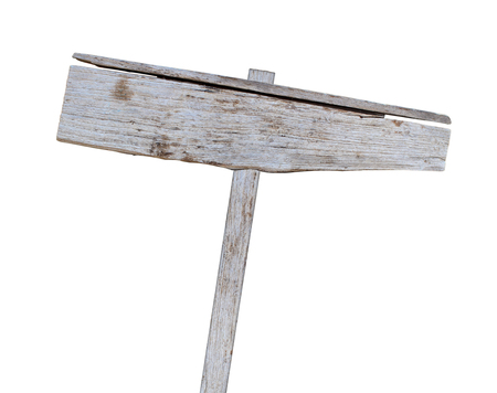 wooden sign on white background with clipping pathの写真素材
