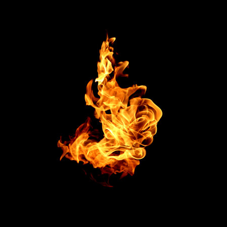 Fire flames collection isolated on black background