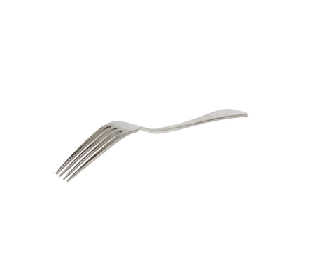 Old silver fork on white background