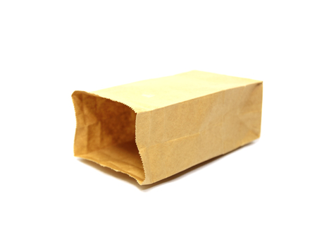 recycle brown paper bag isolated on white backgroundの写真素材