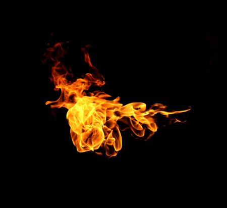 Fire flames on black background.の写真素材