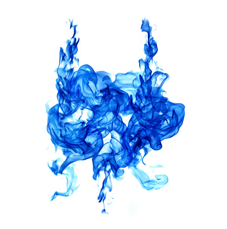 blue flames isolated on white backgroundの写真素材
