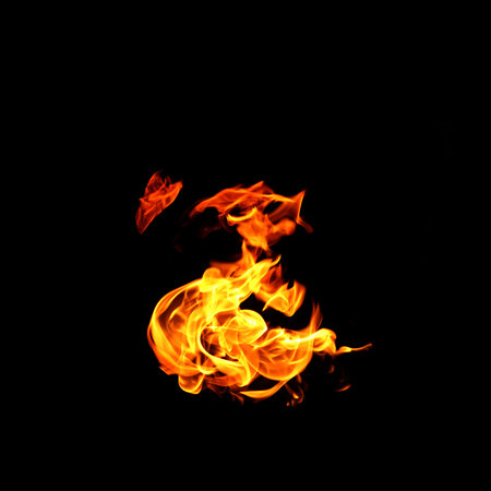 Fire flames collection isolated on black background