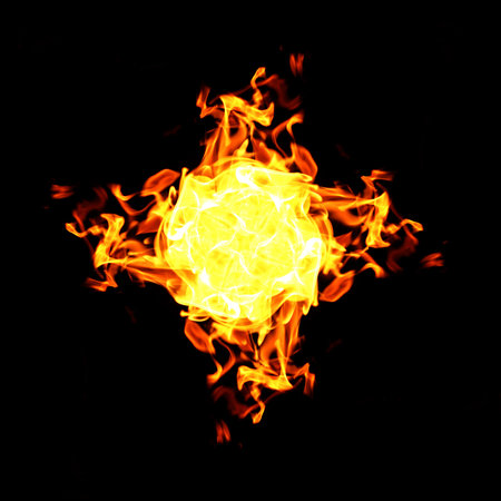 Fire flames collection isolated on black background