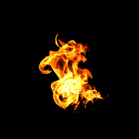 Fire flames collection isolated on black background