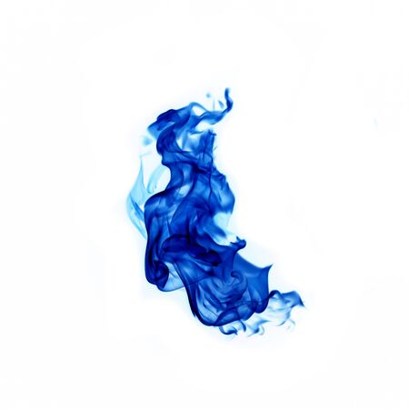 blue flames isolated on white backgroundの写真素材