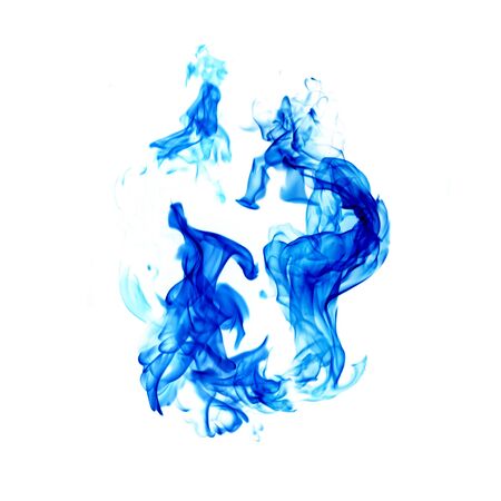 blue flames isolated on white backgroundの写真素材