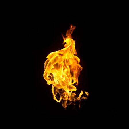 Fire flames on black background