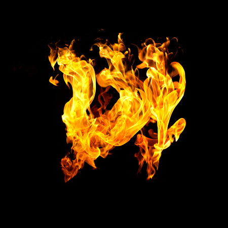 Fire flames on black background