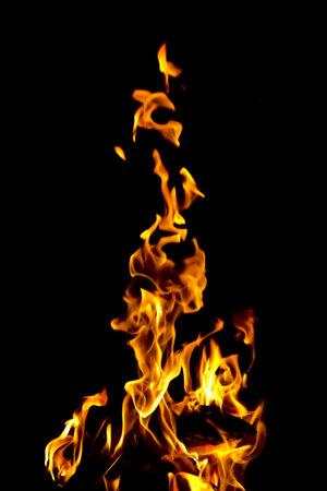 Fire flames collection isolated on black background