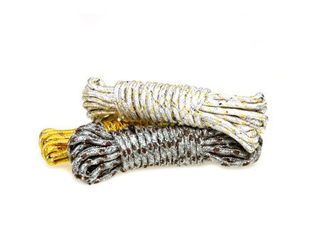 Synthetic rope string on white background