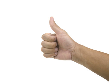 Female hand showing thumb up isolated on white background