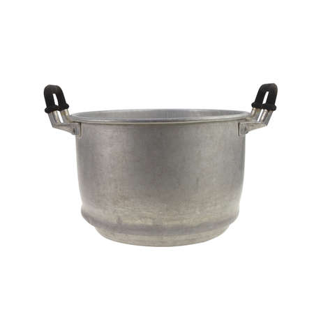 old aluminum pot isolated on white backgroundの写真素材